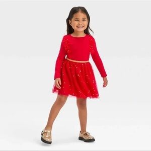 Cat & Jack Red Dress with Gold Details